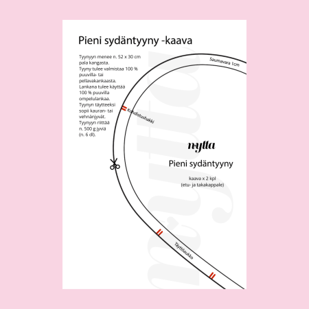 Pienen sydämenmuotoisen kauratyynyn kaava A4